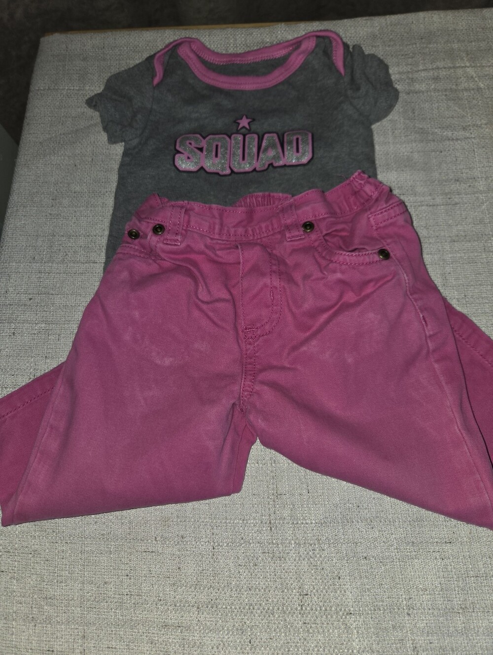 Kids 'Squad' Gray & Pink Tee with Pink Pants Set And Carebear Outfit 12 Month